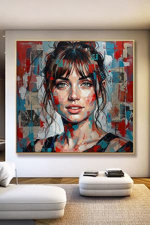 Smirnov Form portrait artwork showcased in a contemporary bedroom setting